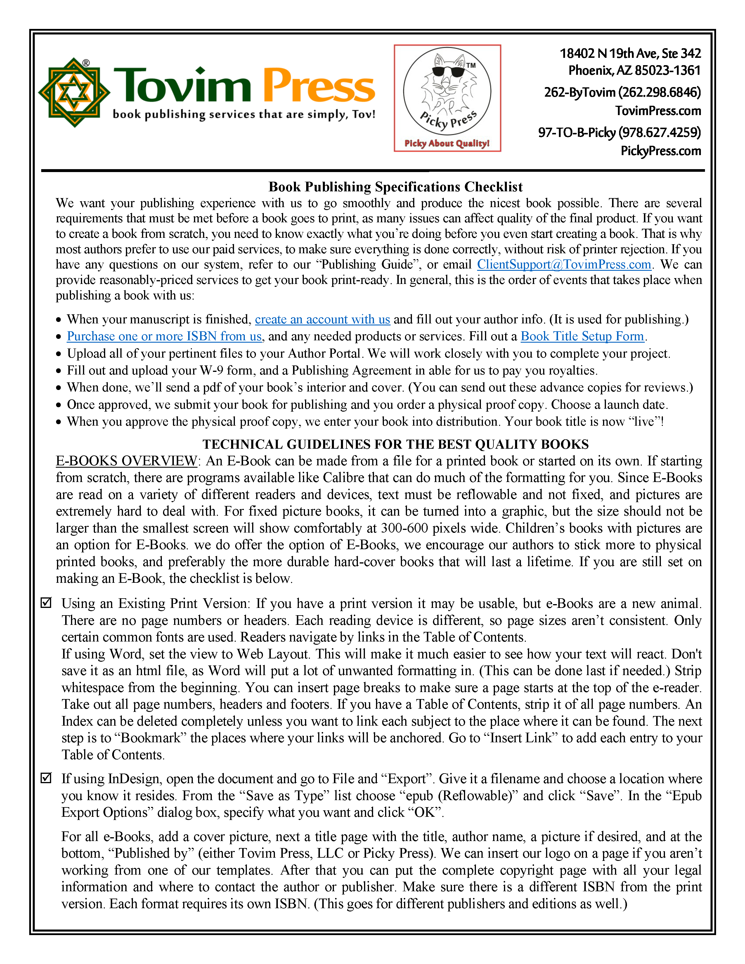 Book Publishing Checklist