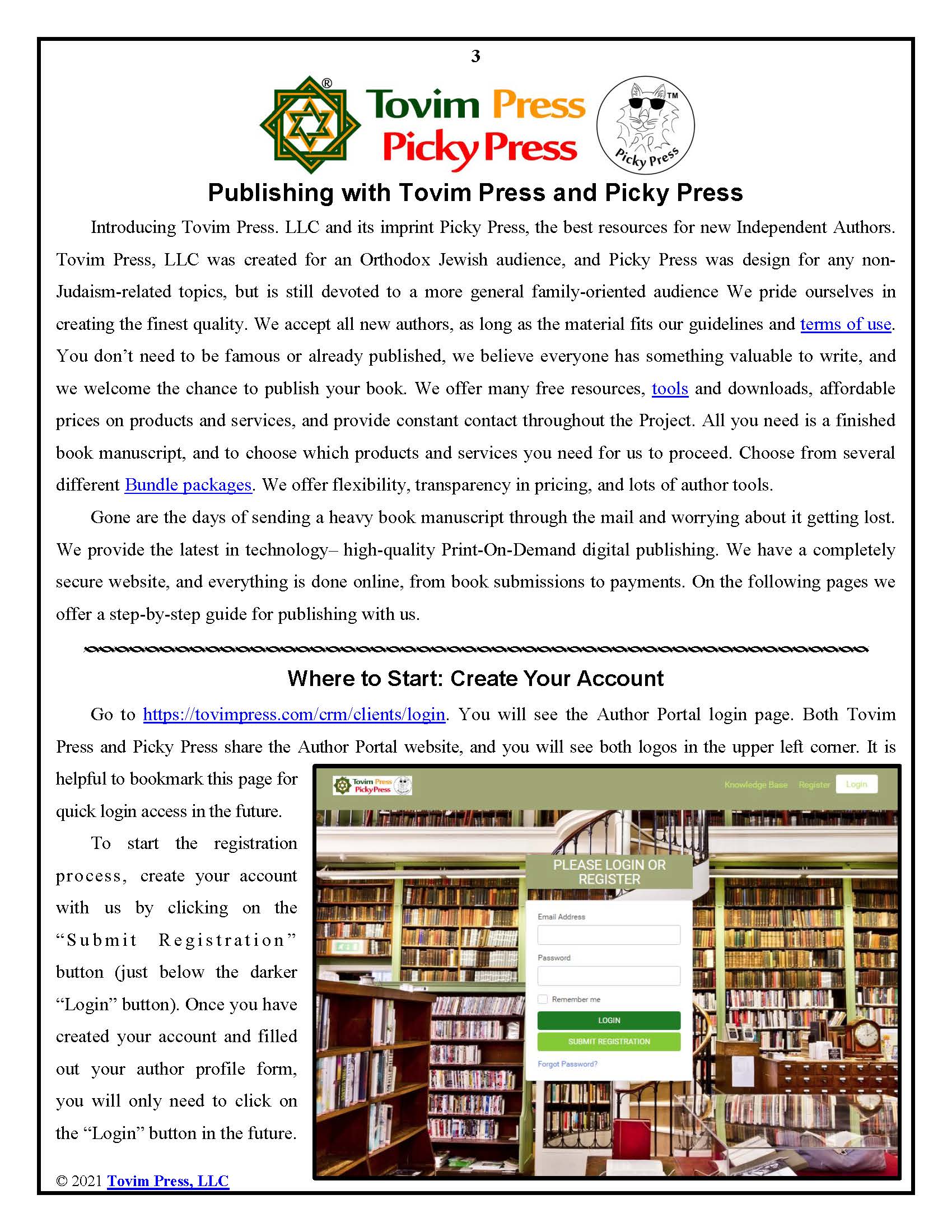 Guide to Publishing with Tovim Press and Picky Press Page 3
