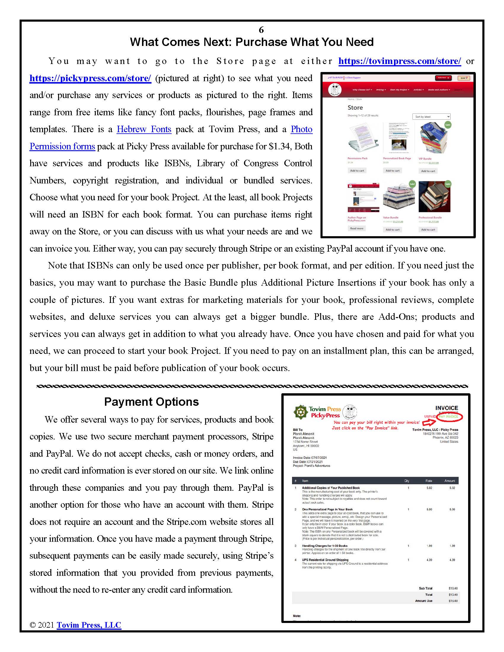 Guide to Publishing with Tovim Press and Picky Press Page 6