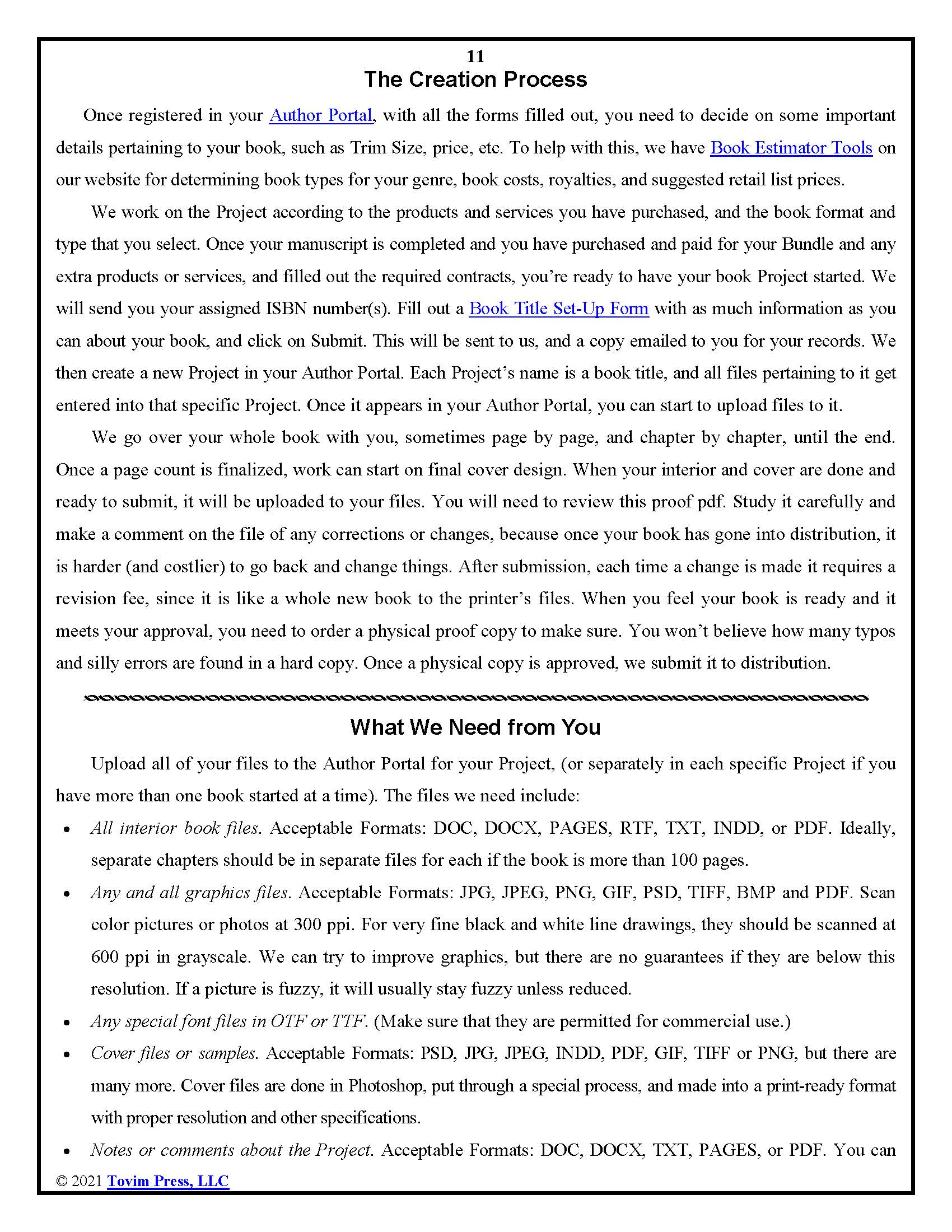 Guide to Publishing with Tovim Press and Picky Press Page 11